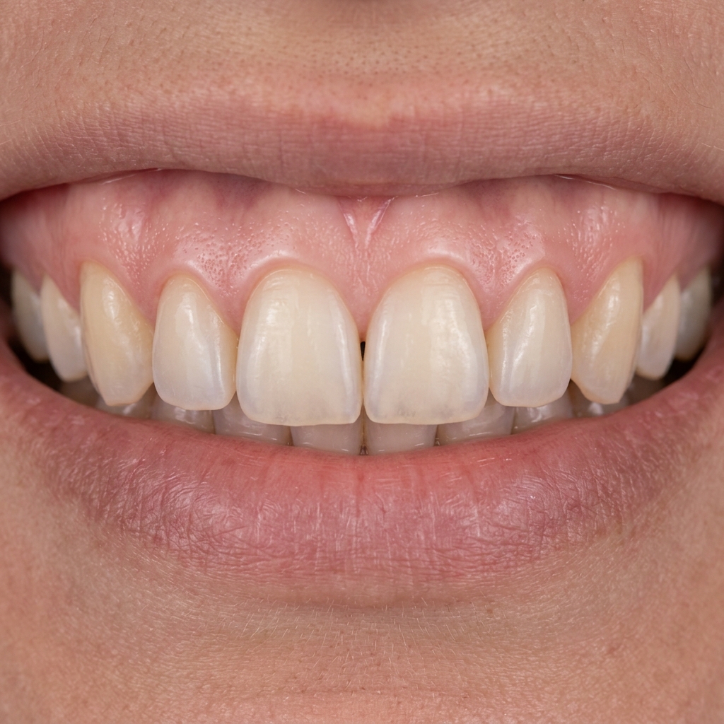 Contoured smile after laser contouring treatment