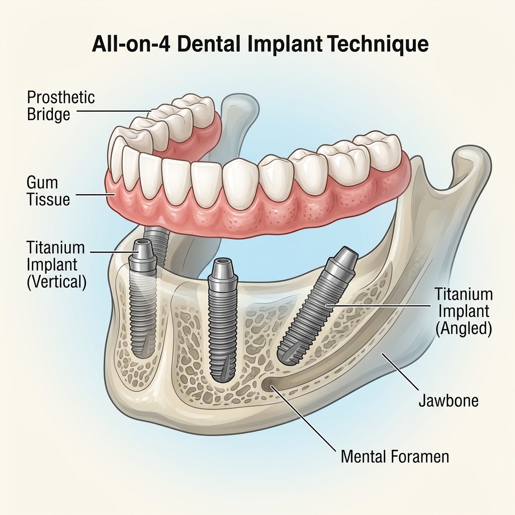 All-on-4 full arch dental implant model