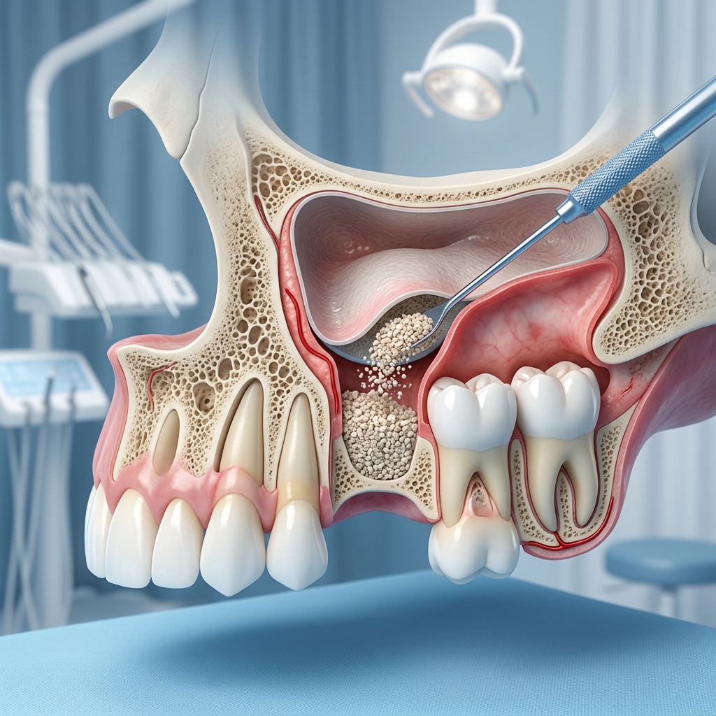 Illustration of a dental bone grafting procedure