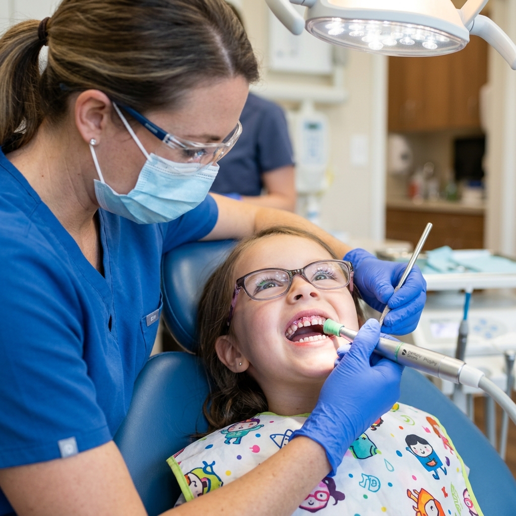 Professional pediatric dental cleaning