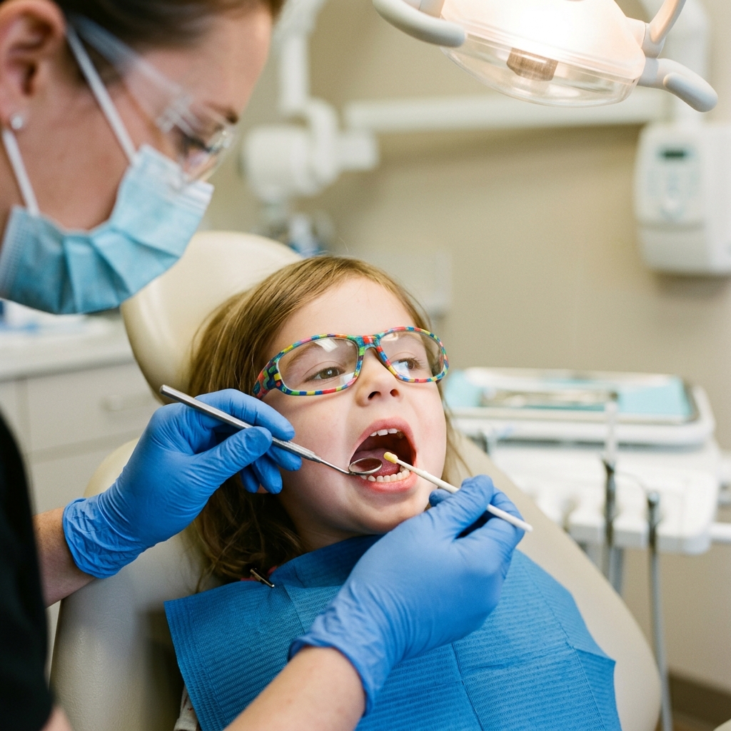 Fluoride varnish treatment for child