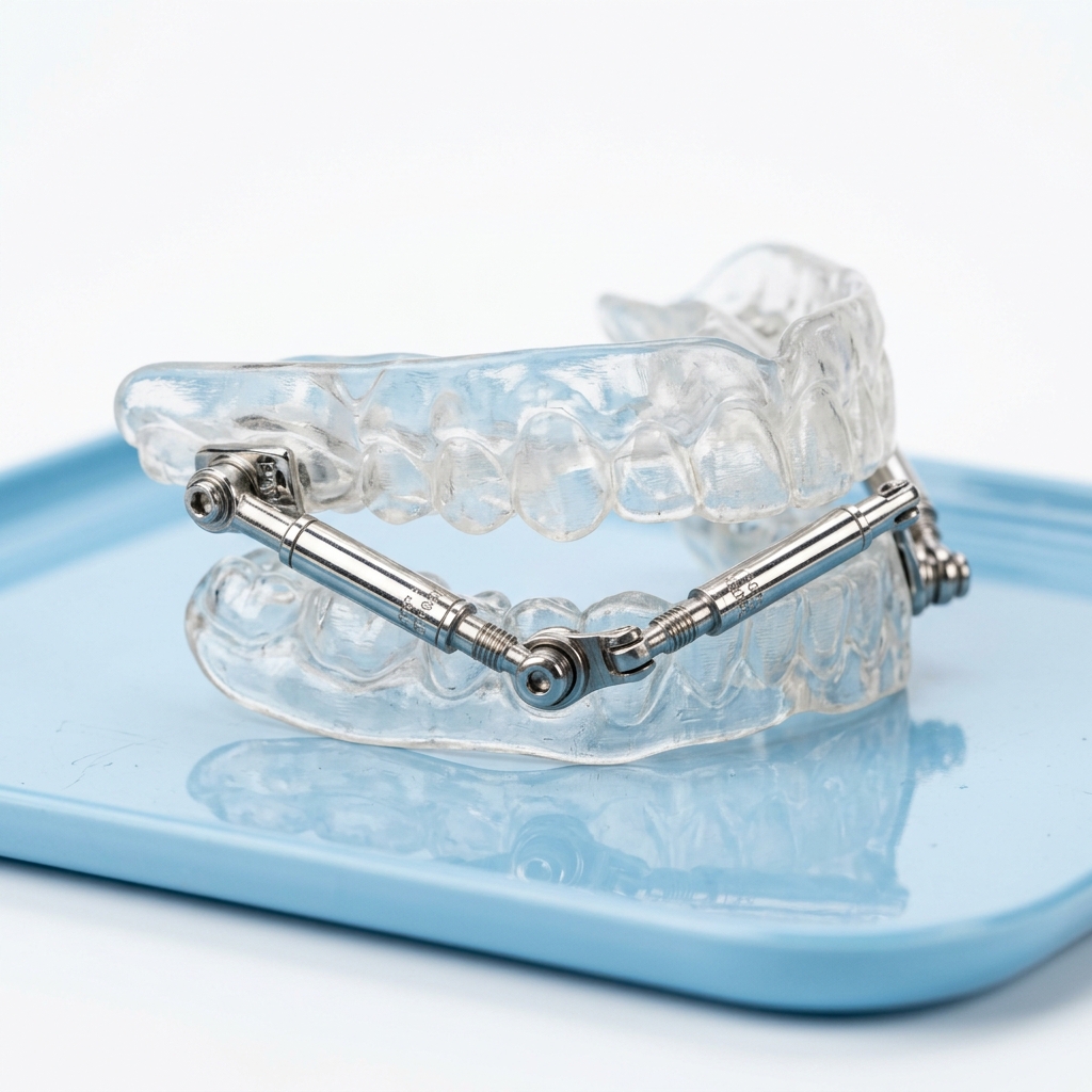 Antisnoring Telescopic Herbst-style sleep guard