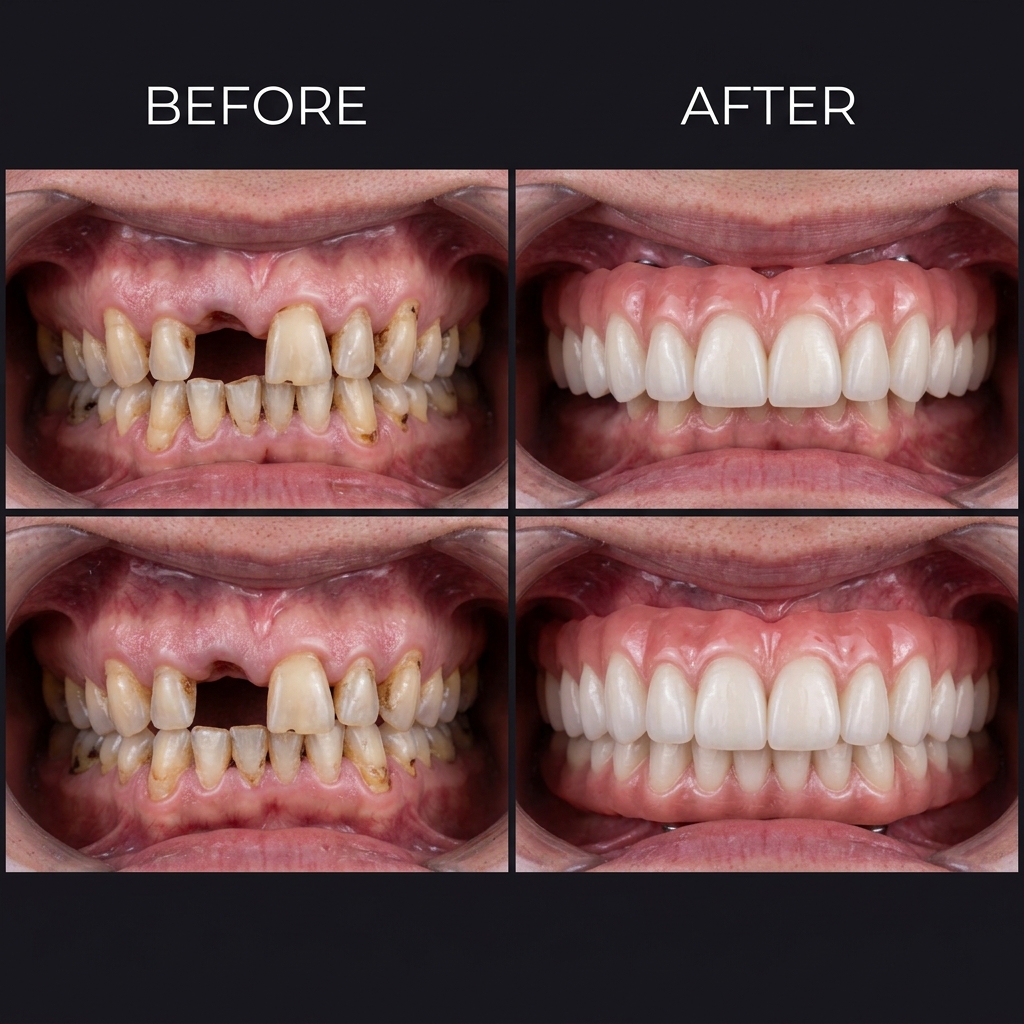 Before and After Case 1: All-on-4 Full-Arch Implant Rehabilitation