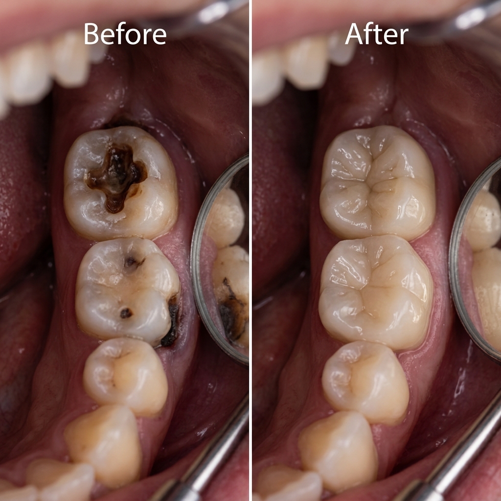 Before and After Case 6: Failing Bridge Replacement & Root Canal Therapy