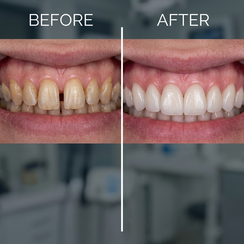 Before and After porcelain veneers smile makeover by Dr. Cuong