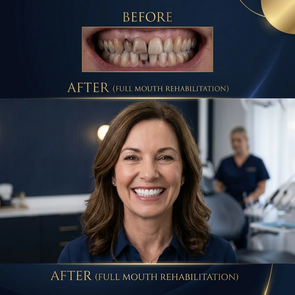 Full mouth rehabilitation before and after transformation — HCMC Dental Vietnam