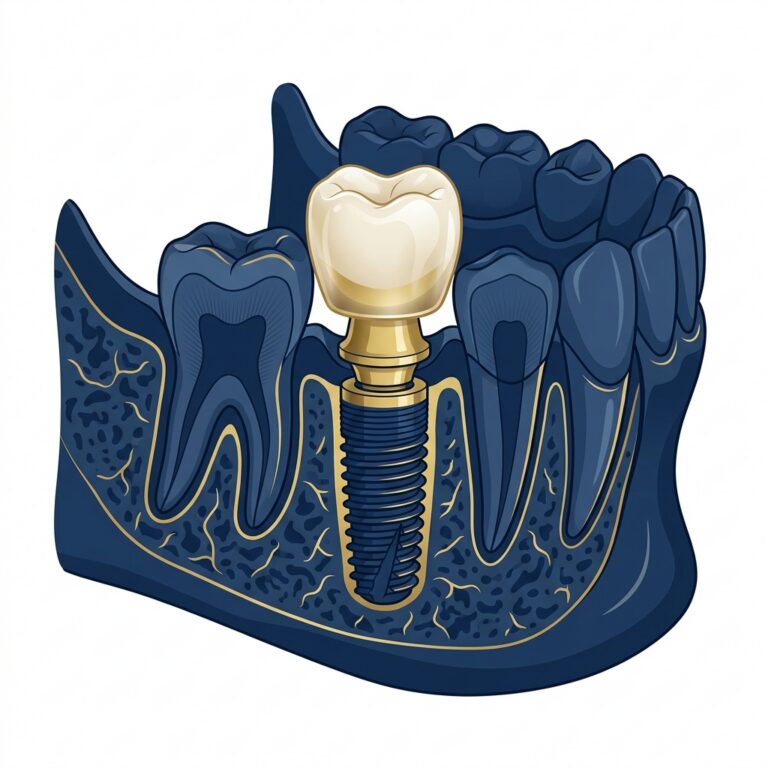 Single titanium dental implant illustration — HCMC Dental