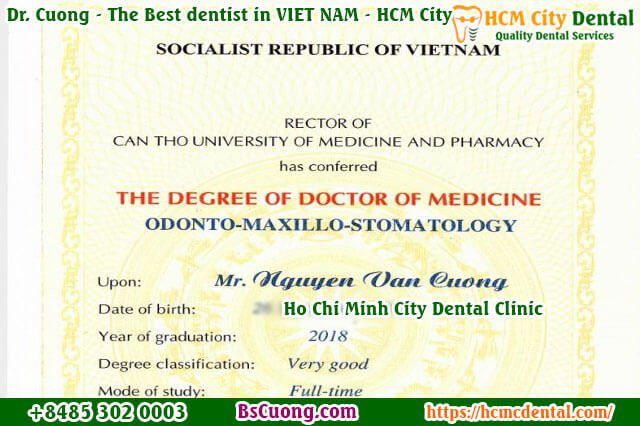 Dr. Nguyen Van Cuong — Doctor of Dental Surgery, Can Tho University of Medicine and Pharmacy, 2018