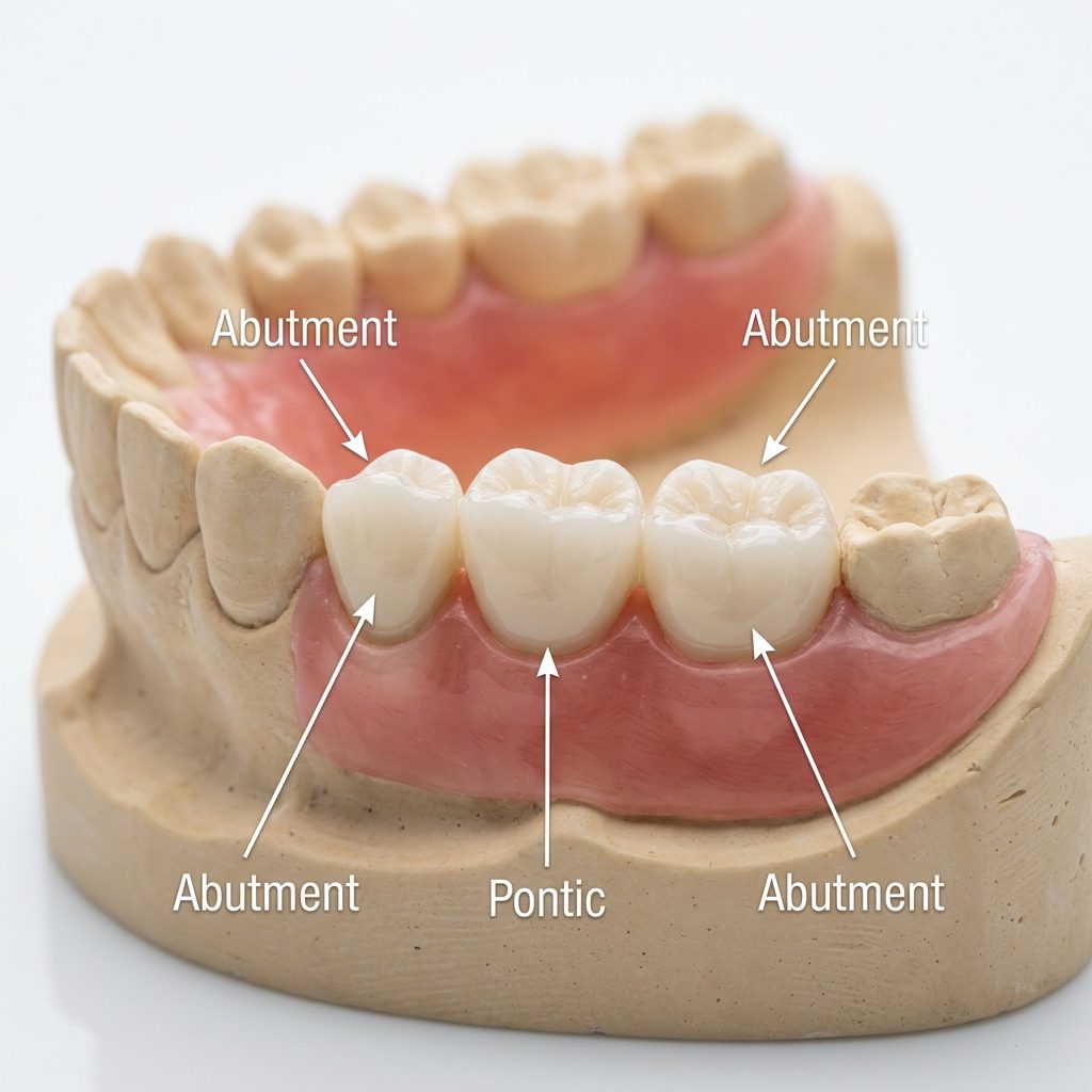 Missing tooth gap filled with 3-unit dental bridge