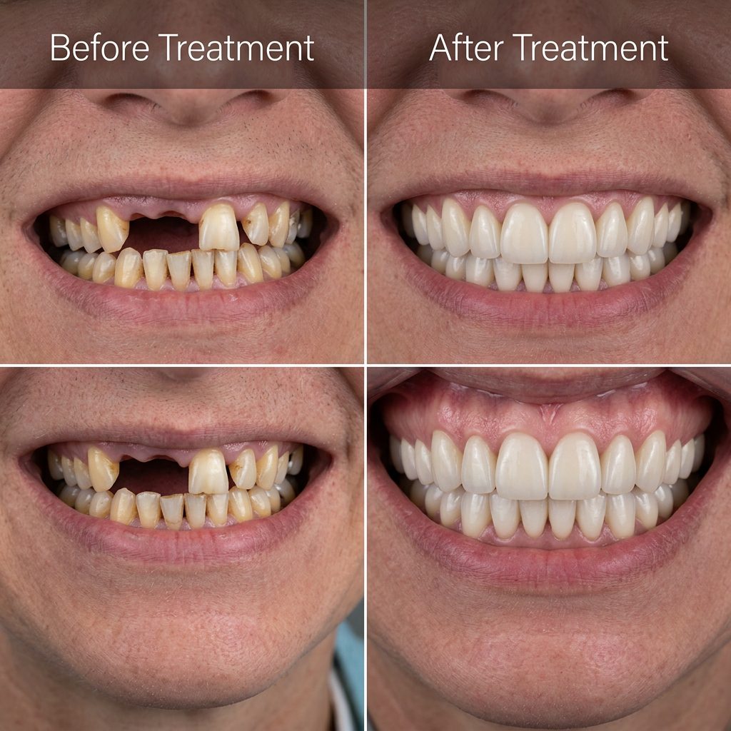Full mouth rehabilitation with 12 zirconia crowns