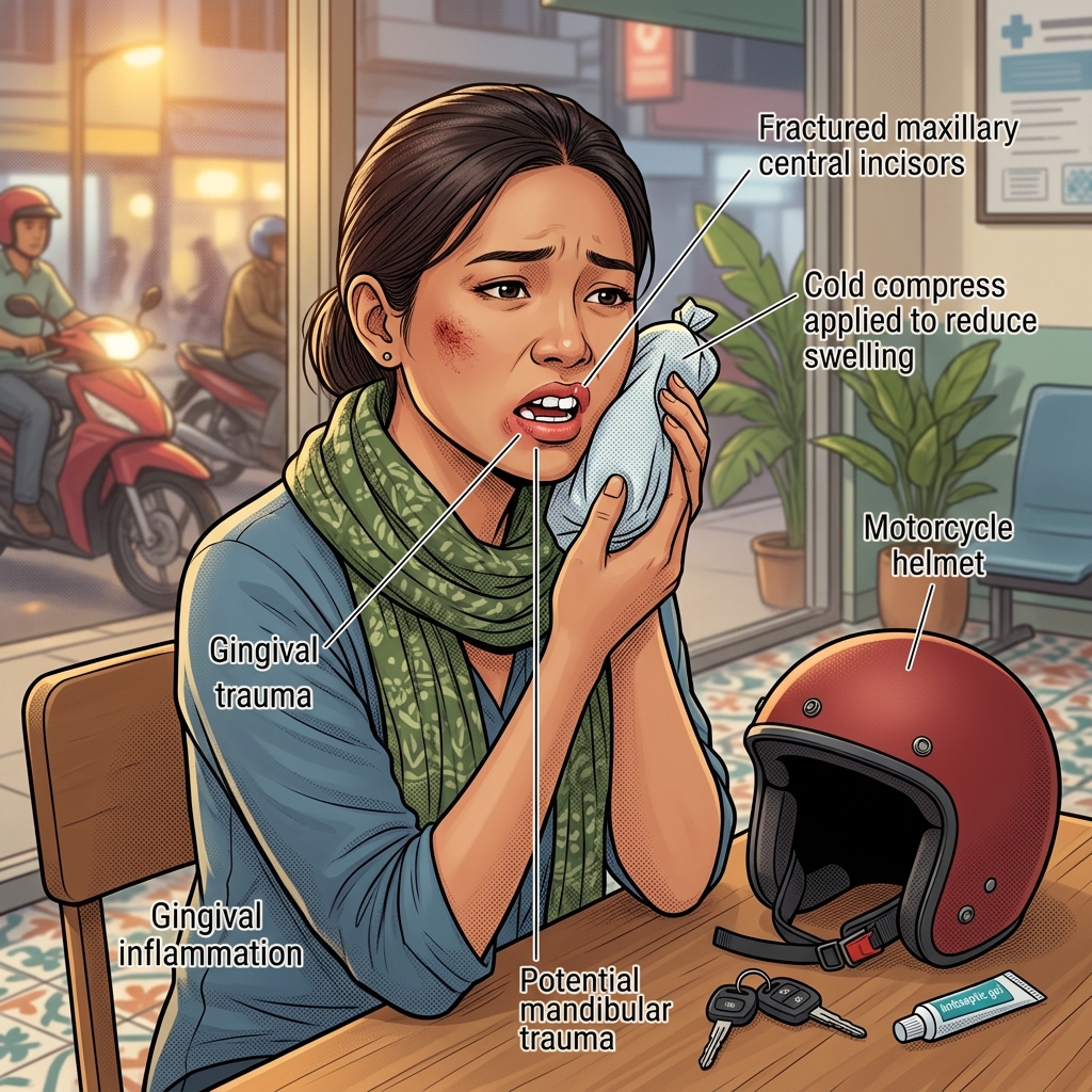 Dental injury from motorcycle accident in Vietnam