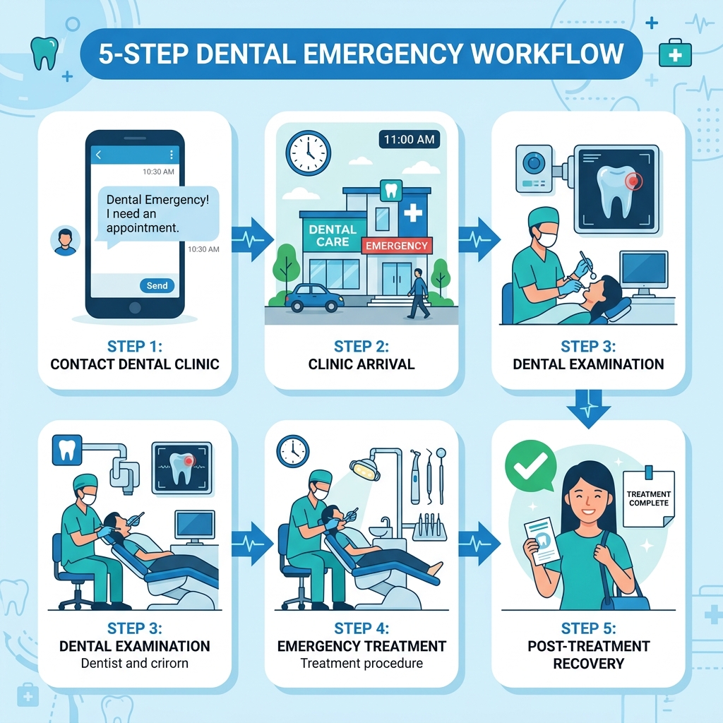 5-step dental emergency process at HCMC Dental