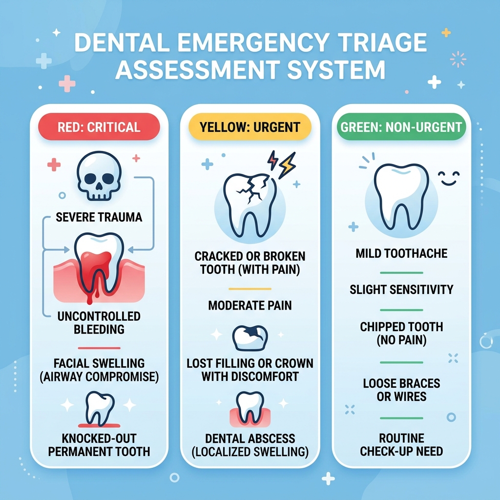 Emergency dental triage assessment infographic