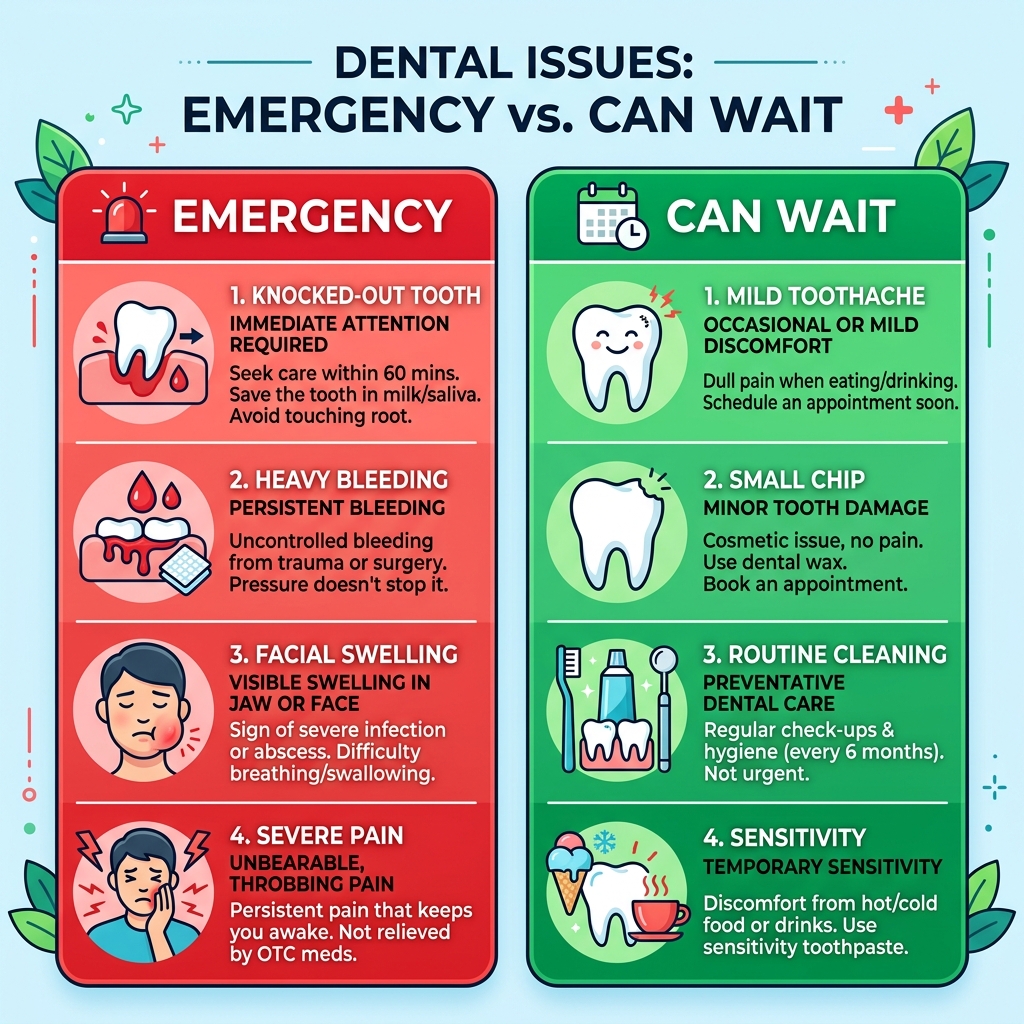 Emergency vs non-emergency dental issues comparison