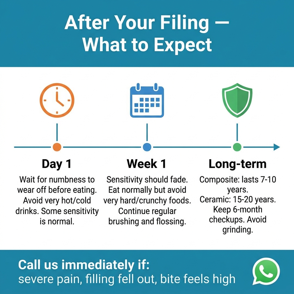 After your filling — Day 1, Week 1, Long-term aftercare guide — HCMC Dental