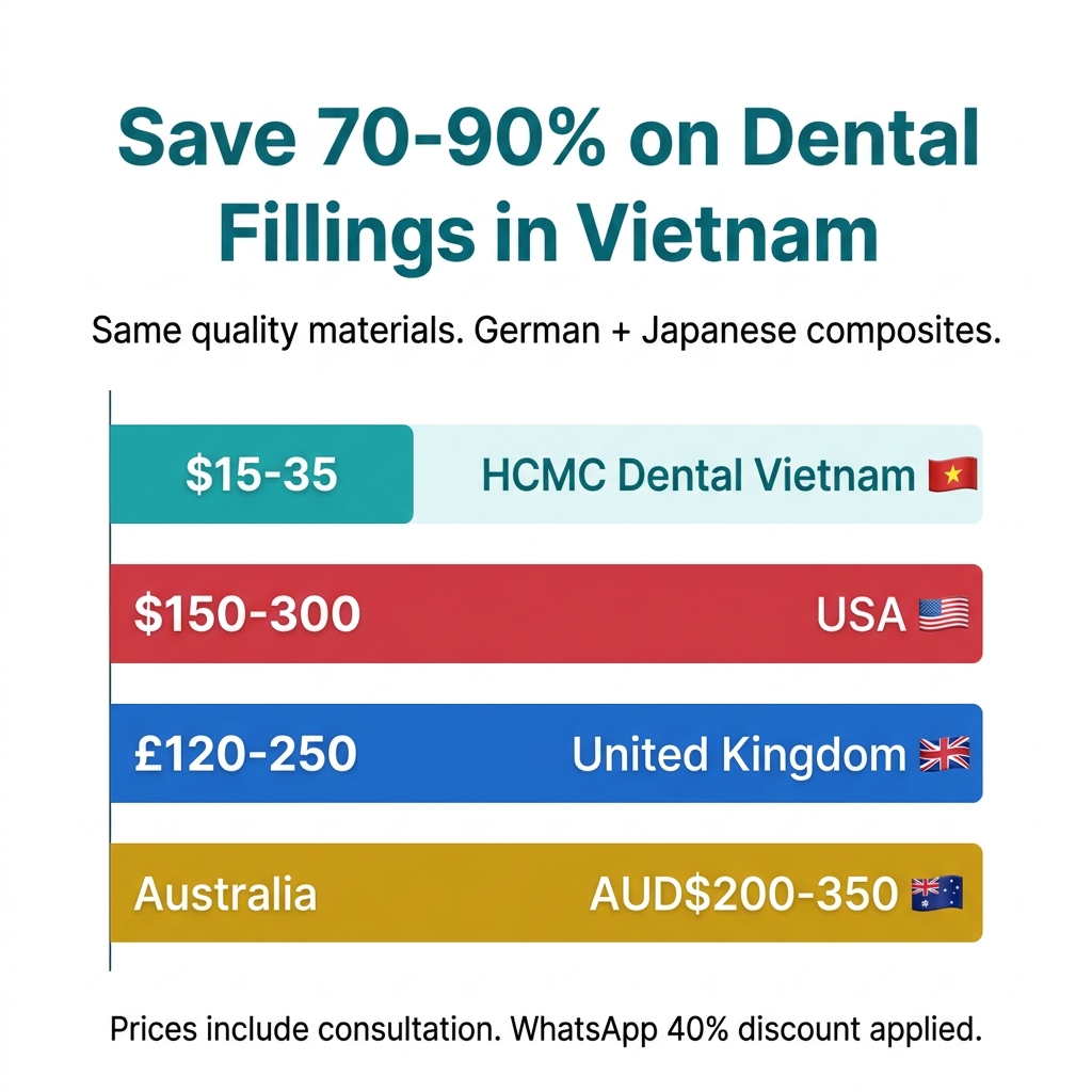 Dental filling cost comparison: Vietnam vs USA vs UK vs Australia — HCMC Dental