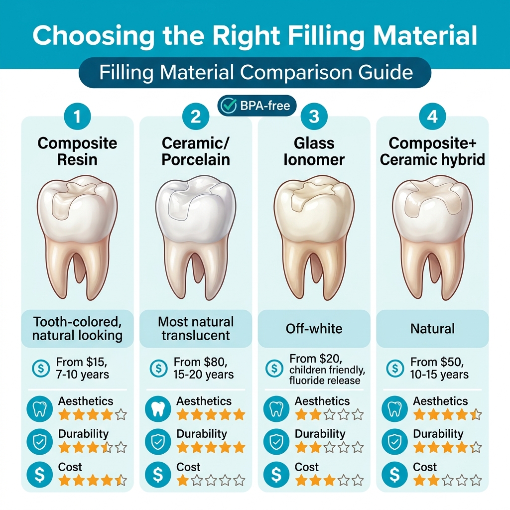 Dental filling material comparison: composite vs ceramic vs glass ionomer — HCMC Dental