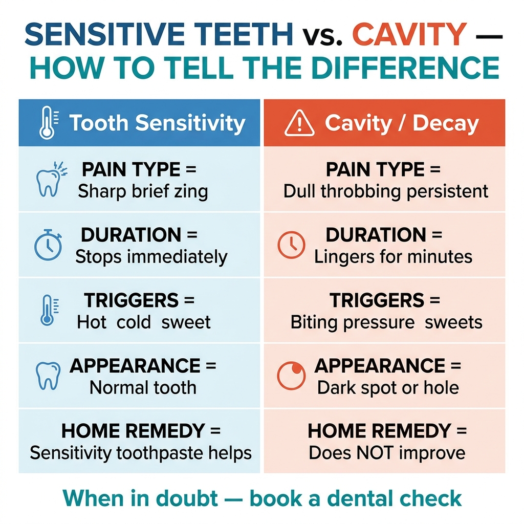 Sensitive teeth vs cavity — how to tell the difference — HCMC Dental guide