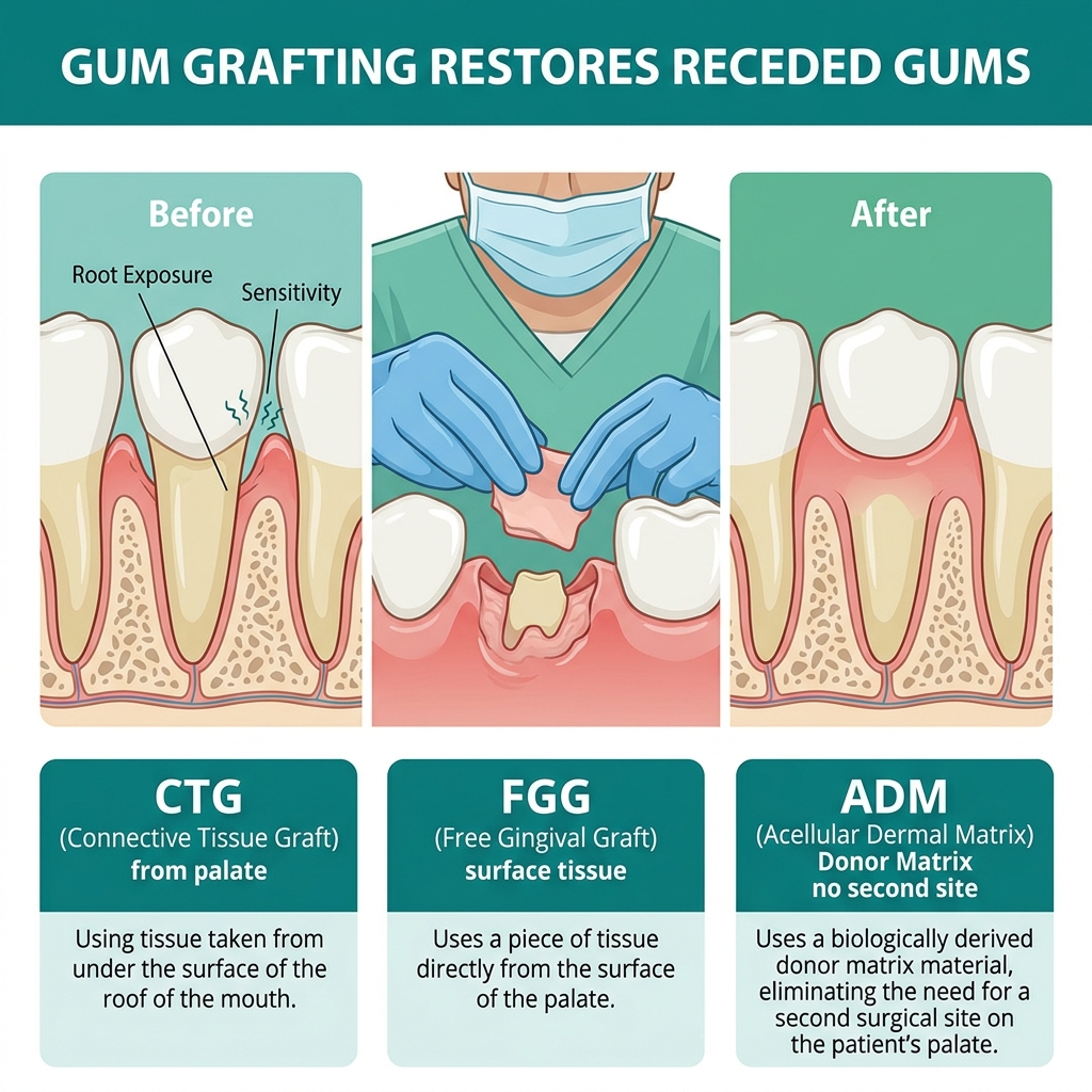 Gum graft surgery connective tissue graft gum recession treatment infographic