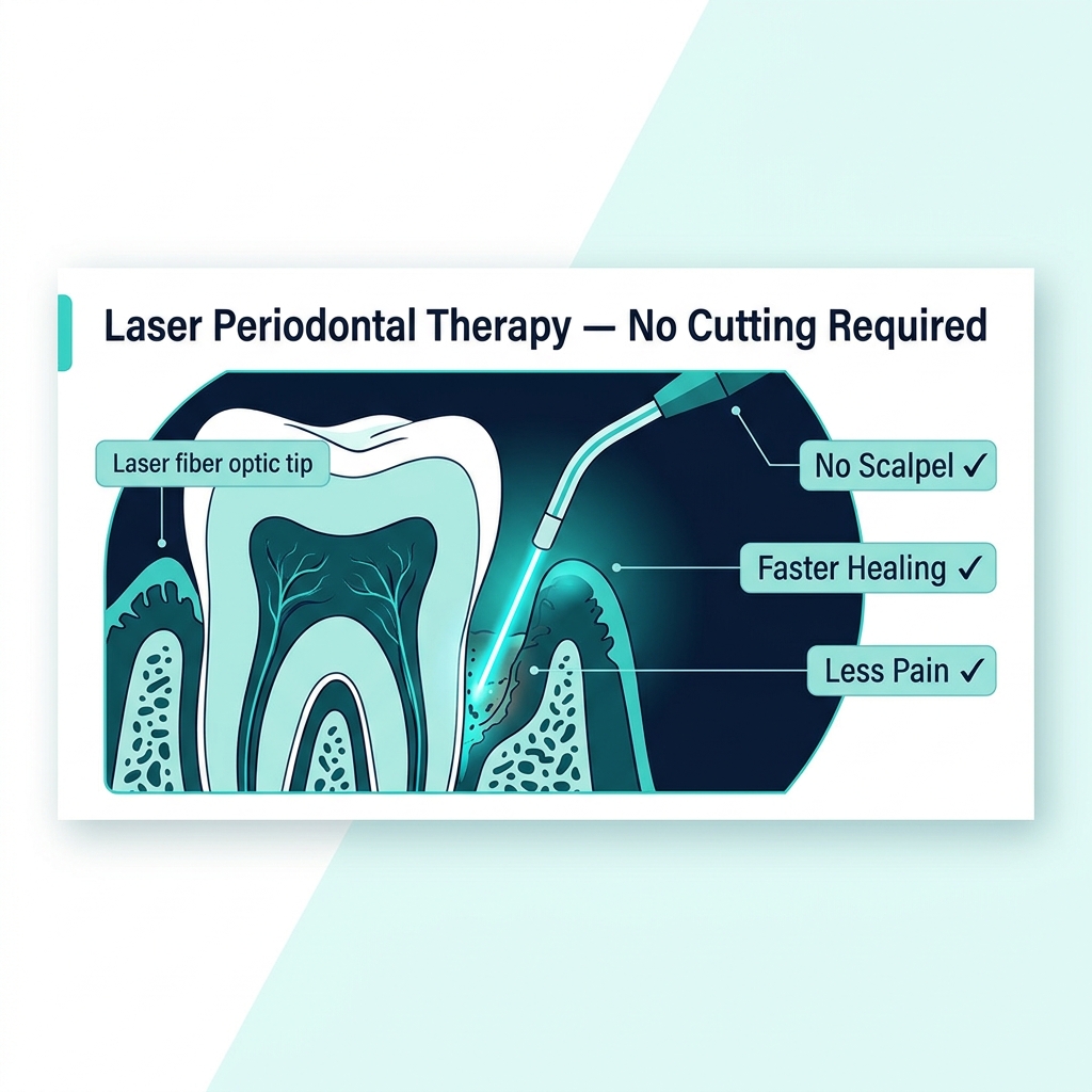 Diode laser gum therapy periodontal laser treatment LANAP infographic