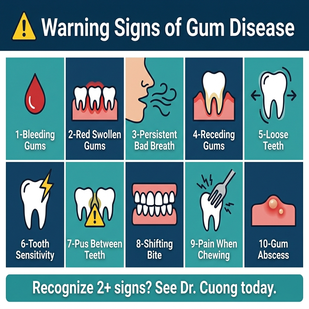 8 warning signs of gum disease periodontal symptoms infographic