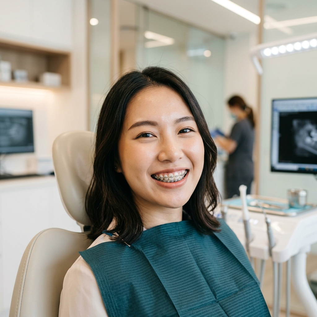 Traditional metal braces orthodontic treatment