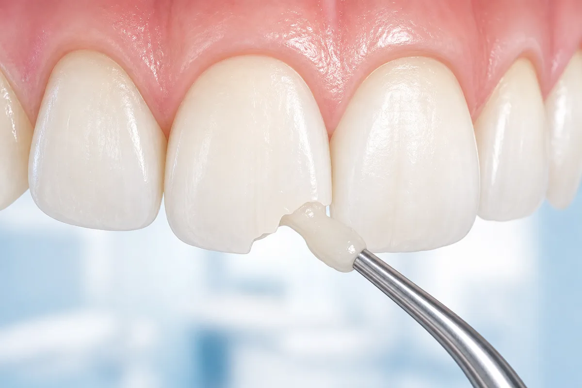 Composite dental bonding repairing a chipped front tooth