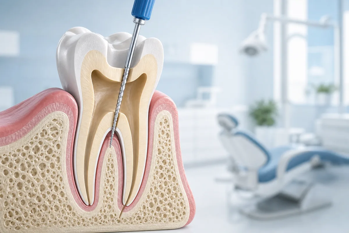 Root canal treatment tooth cross-section