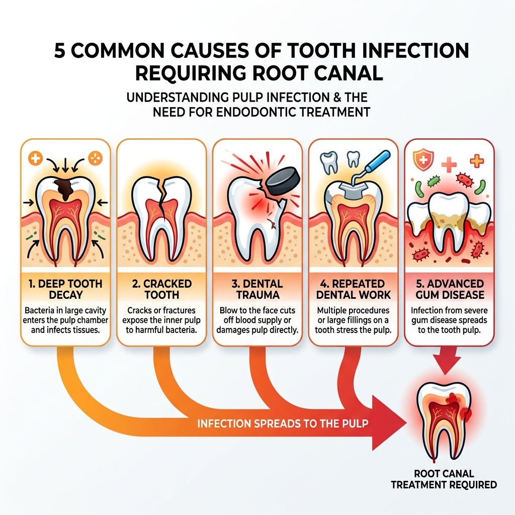 5 causes of tooth infection requiring root canal treatment