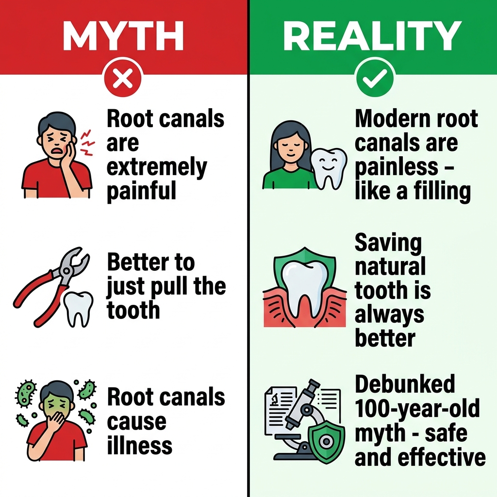 Root canal myths vs reality infographic