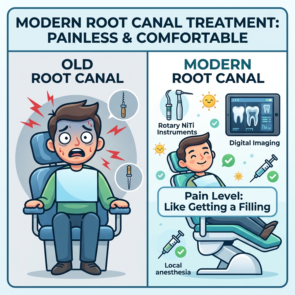 Modern root canal is painless compared to old techniques
