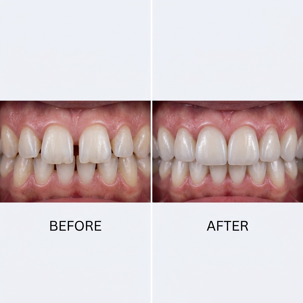 Diastema gap closure mini makeover 6 veneers