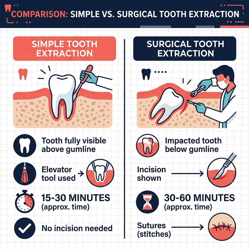Comparison of simple vs surgical tooth extraction — HCMC Dental Vietnam