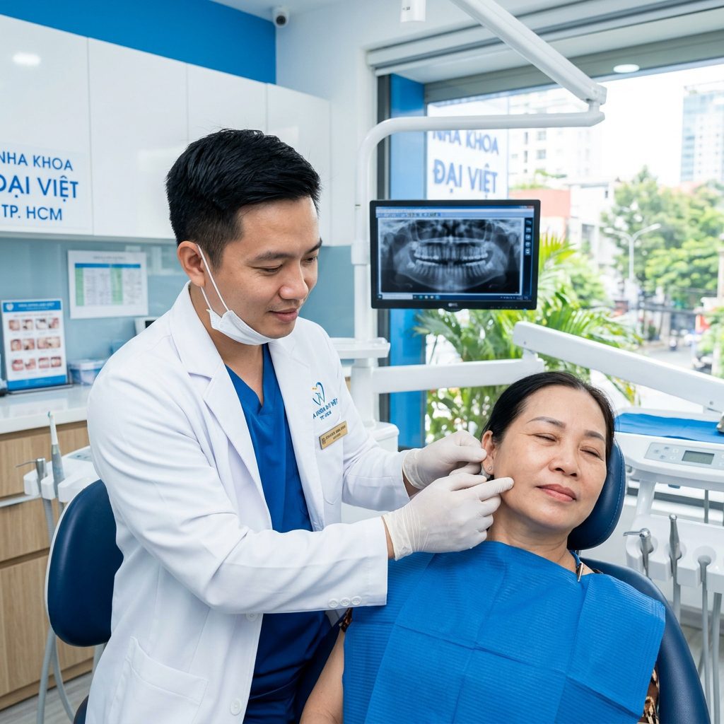 Dr Cuong performing TMJ assessment