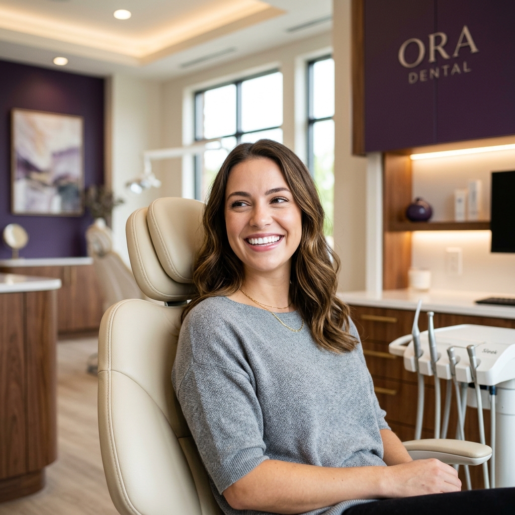 Professional teeth whitening patient with bright smile at HCMC Dental