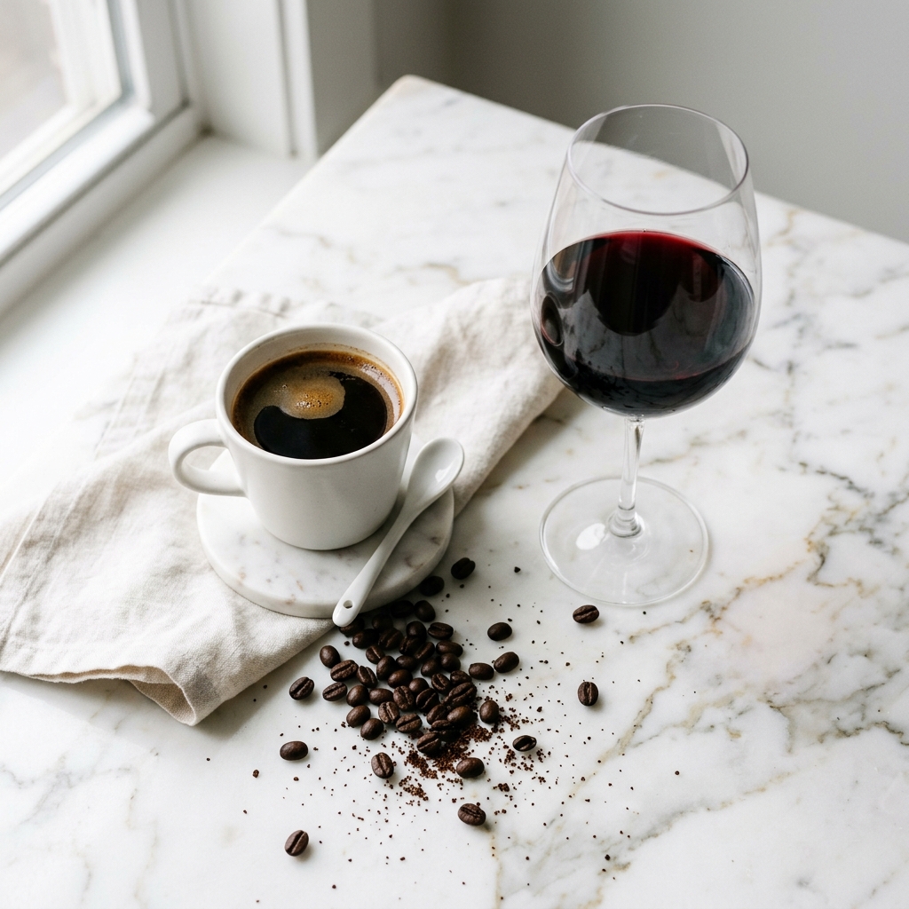 Common tooth staining foods including coffee and red wine
