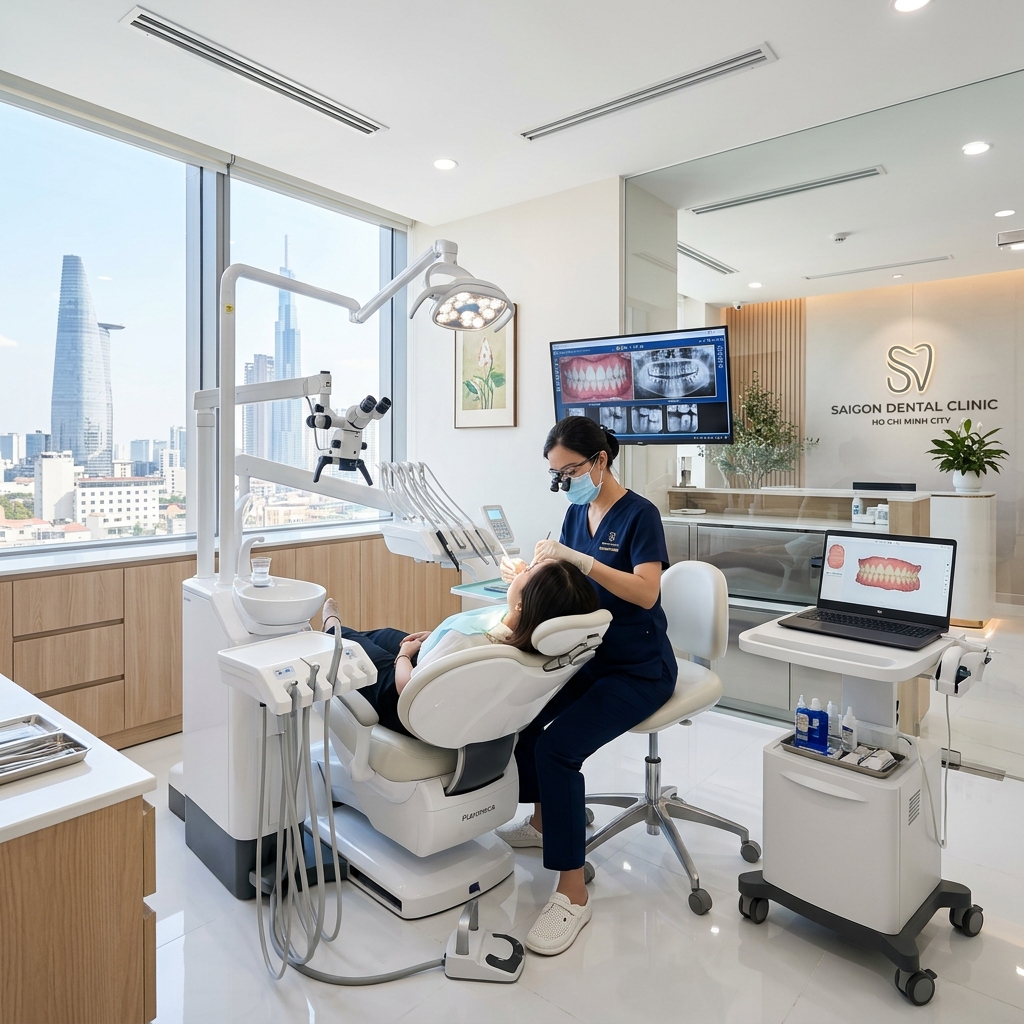 Modern cosmetic dentistry treatment room at HCMC Dental