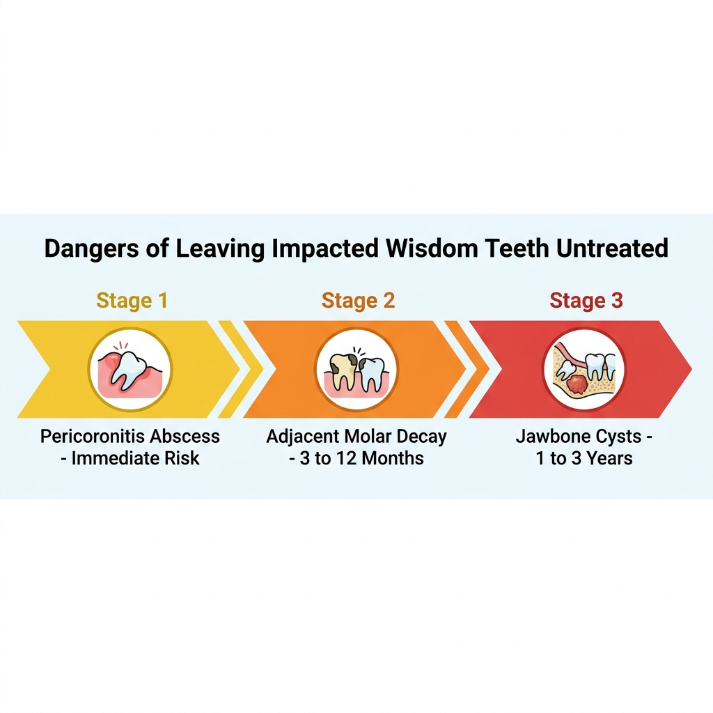 Pathological progression of untreated impacted wisdom teeth
