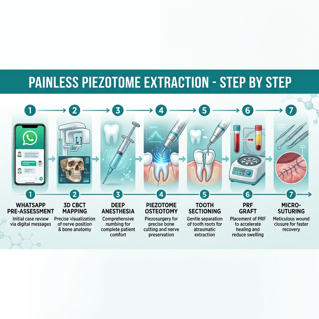 Painless Piezotome and PRF extraction process steps