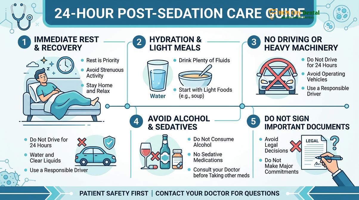 Summary diagram of sedation dentistry recovery