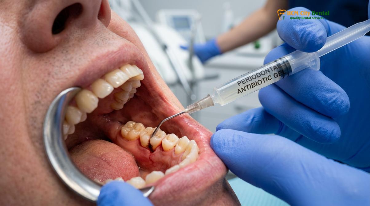 Visual description of antibiotics gum disease