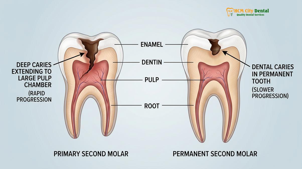 Clinical photography related to baby tooth extraction space maintainer