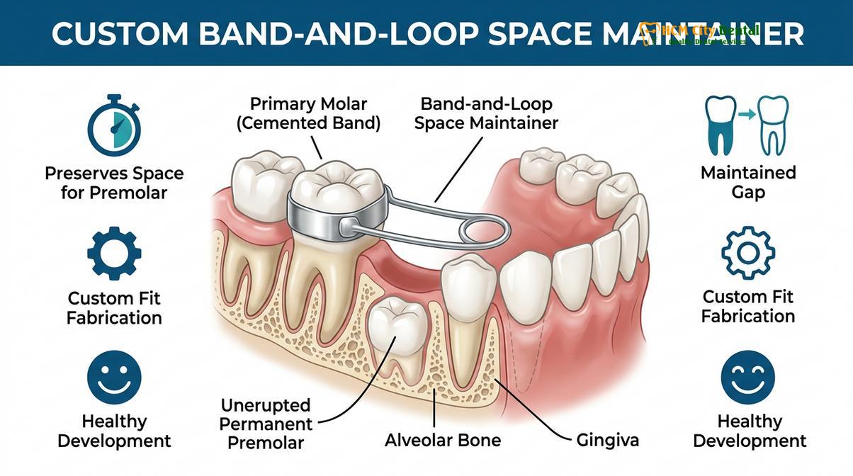 Summary diagram of baby tooth extraction space maintainer