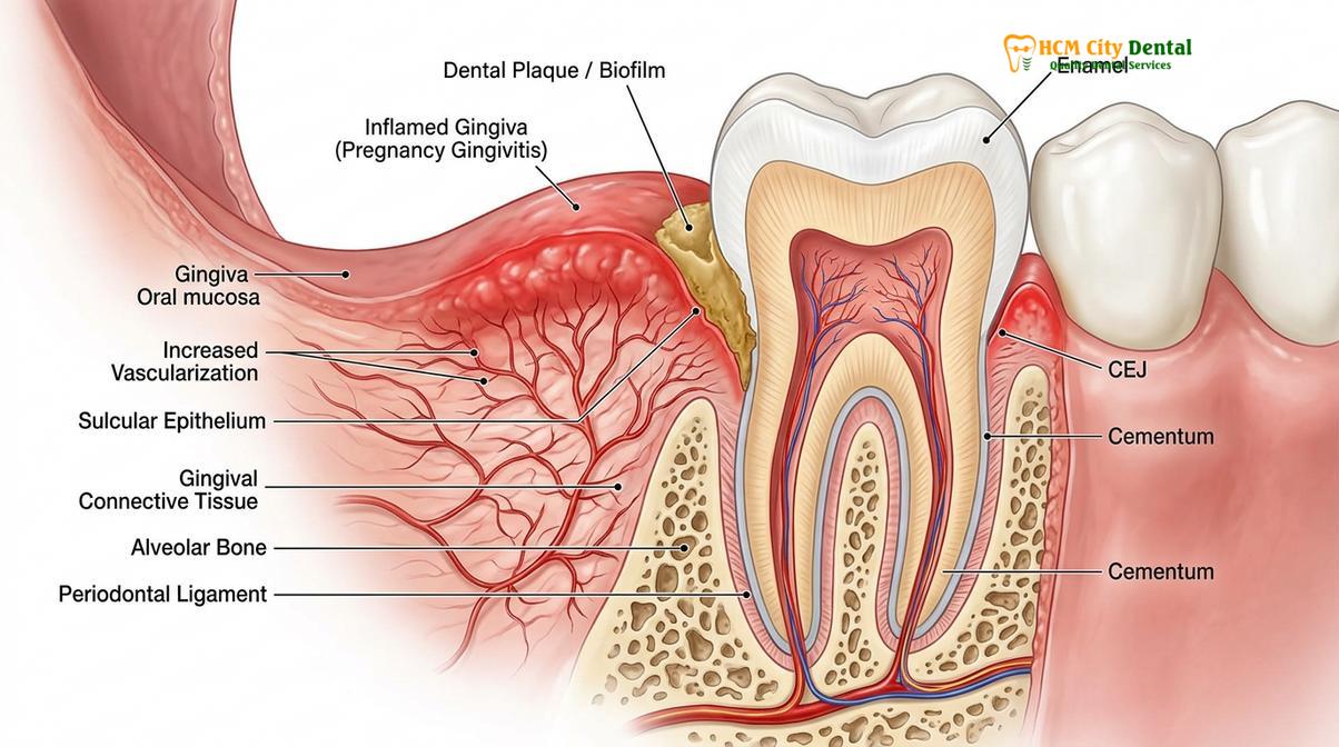Clinical illustration of bad breath during pregnancy