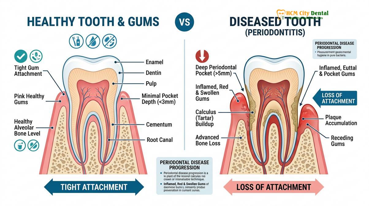 Visual illustration of bad breath gum disease