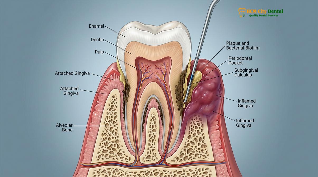 Visual illustration of bad breath professional dental cleaning