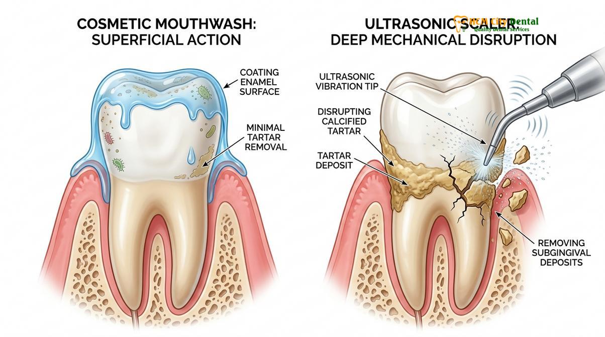 Visual illustration of bad breath professional dental cleaning