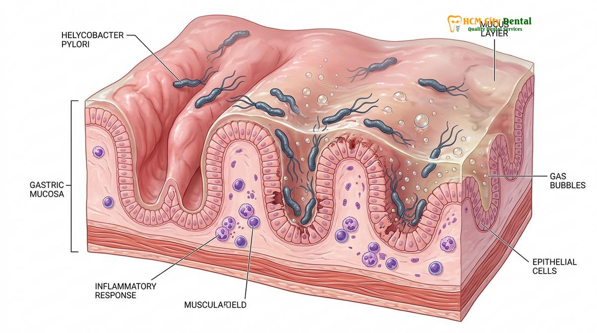 Clinical photography related to bad breath from stomach