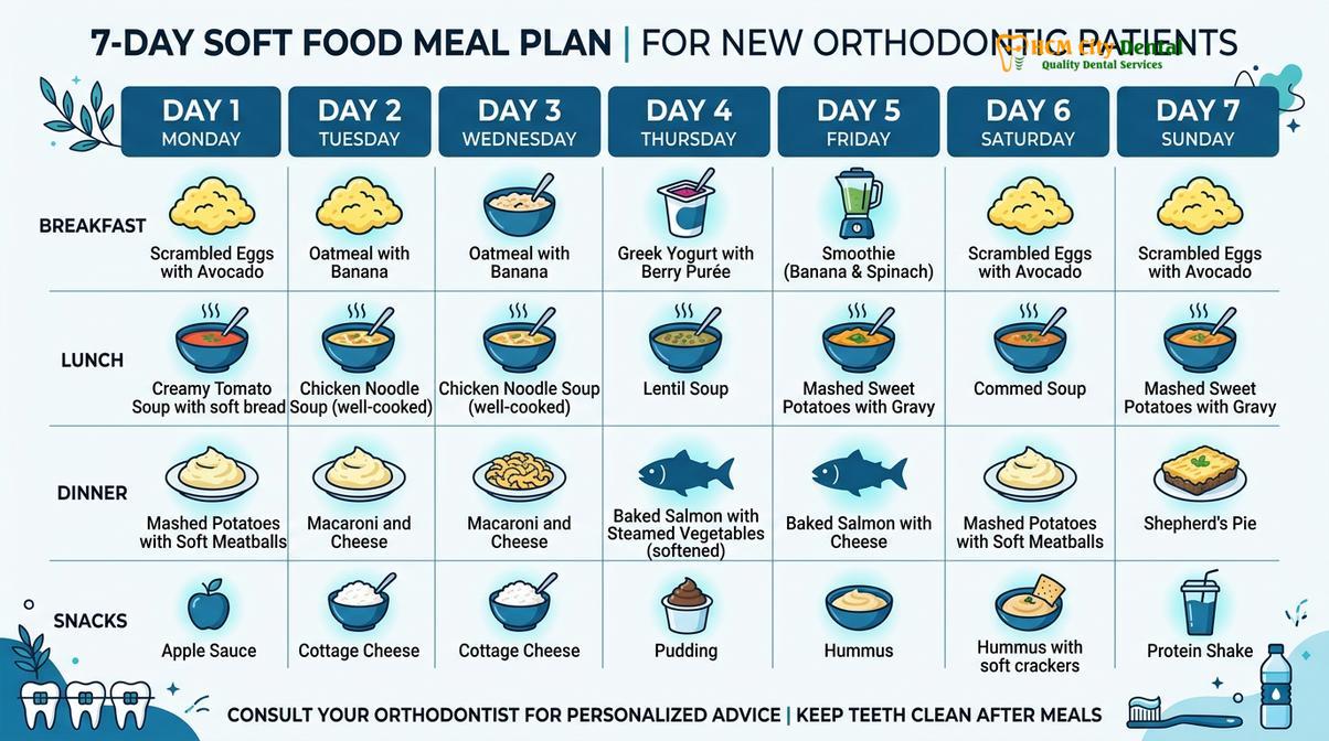 Summary diagram of best food for braces