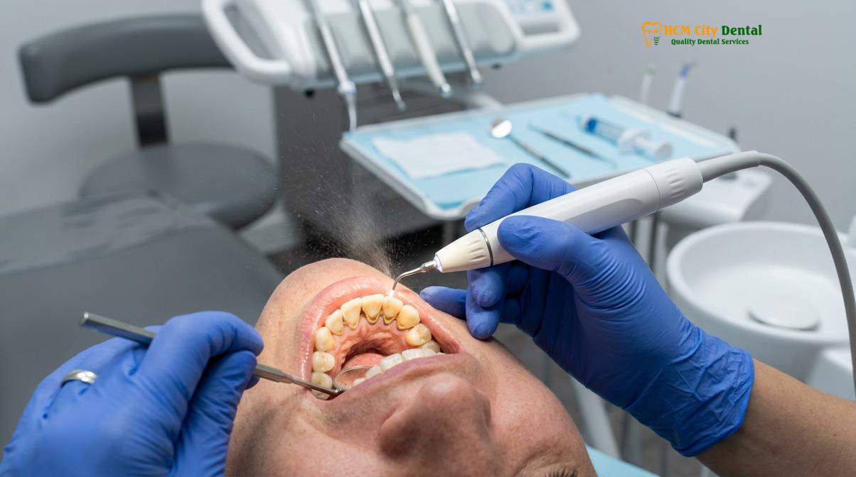 Visual description of bleeding gums during flossing